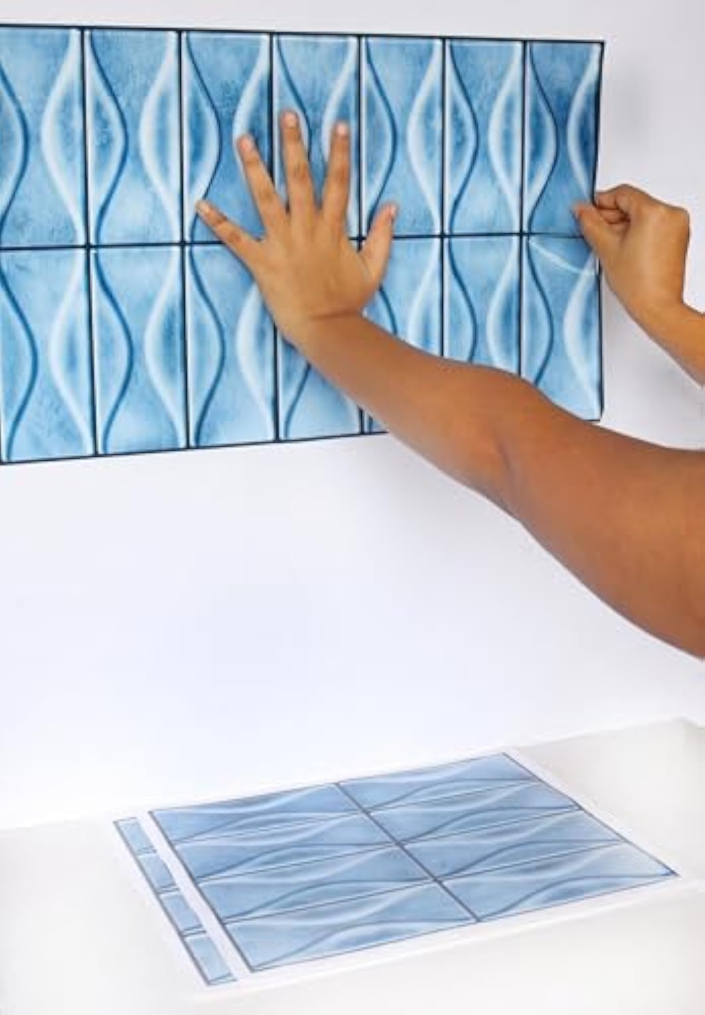 Blue 5 Sheets 3D Peel and Stick Kitchen Backsplash Tile