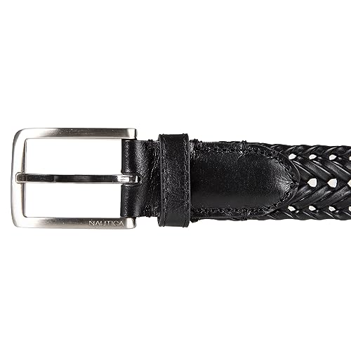 Image of Nautica Men's Casual Leather Belt | Everyday | Classic | Pants | Jeans | Khakis | Chinos | Metal Buckle