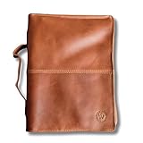 World Orphans Full Grain, Natural Leather Bible Cover/Case with Zipper - Handmade