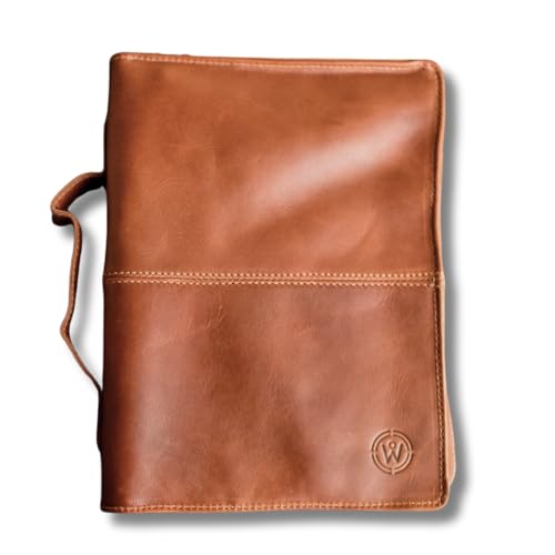 World Orphans Full Grain, Natural Leather Bible Cover/Case with Zipper - Handmade