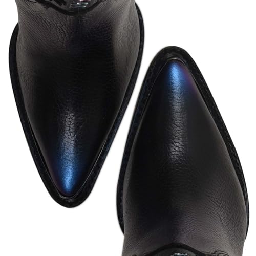 Image of Cuadra Women's Tall Western Boot Leather Blue Side Zipper | 4I09RS