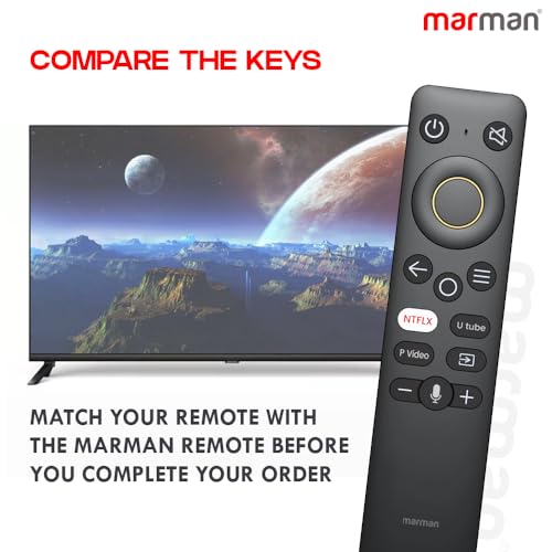 Image of marman Compatible Realme TV Remote Control Original Bluetooth and Voice Enabled with Netflix YouTube and Prime Video Hotkeys for Andriod Smart HD 4k LED Television - Pairing Must !