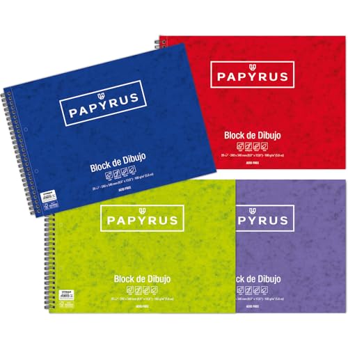 Unipapel 37002298. Block de Dibujo Papyrus, Tamaño Folio Prolongado, Papel Blanco, 160 Gramos, Microperforado, 2 Taladros, Certificado FSC
