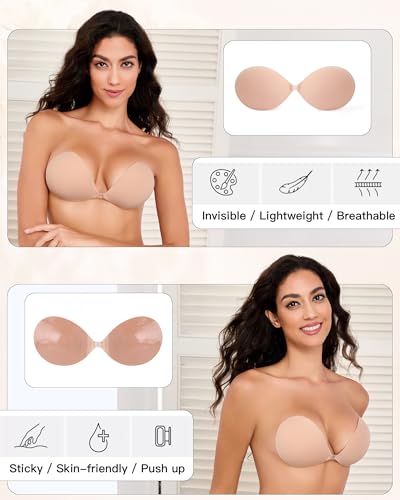 MITALOO Seamless Adhesive Bra Sticky Strapless Invisible Push up Bras Silicone Backless Nipple Cover for Women - Image 3