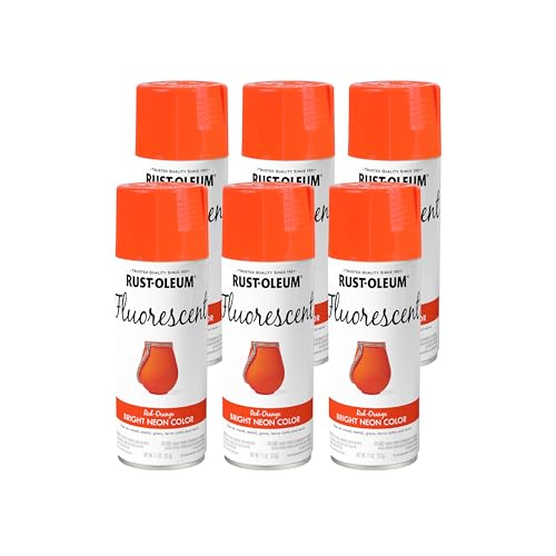 Image of Rust-Oleum 1955830 Specialty Fluorescent Spray Paint, 11 oz, Red Orange, 6 Pack