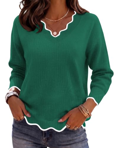 Image of Zeagoo Women's 2026 Fall V Neck Sweater Long Sleeve Lightweight Knit Tops