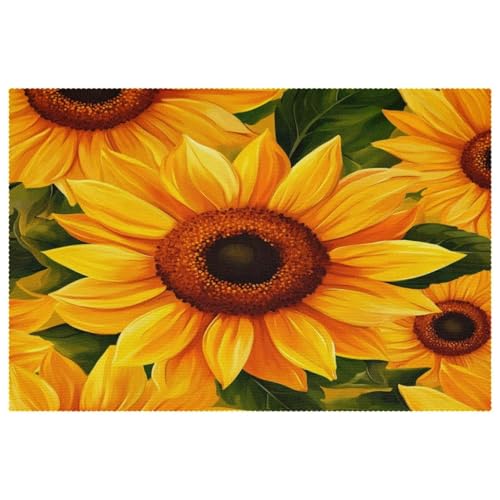 Sets de table tournesol lot de 6 design 30,5x45,7cm pour une décoration de table raffinée