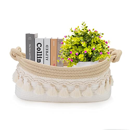 Image of Woven Baskets for Organizing, 12.5 inchx6.5 inchx5 inch Small Baskets for Gifts Empty Toilet Paper Storage Baskets with Handles Decorative Basket for Shelves Bedroom Nursery Halloween