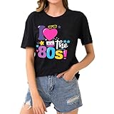 HOOUDO 80s T Shirts Women Retro Theme Party T-Shirt Oversized Round Neck Y2k Fancy Dress Costume Ladies Short Sleeve Summer Outfits Tops Blouse Tee Sort by: Discount - Low to High B Black