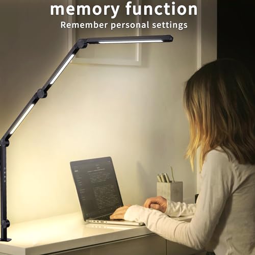 segrass LED Desk Lamp with Clamp, Flexible 4 Sections Swing Arm, Three Light Sources, 4 Color Modes & 5 Brightness, Eye Caring Table Light with Memory Function for Office - Cosy Home Interiors segrass LED Desk Lamp with Clamp, Flexible 4 Sections Swing Arm, Three Light Sources, 4 Color Modes & 5 Brightness, Eye Caring Table Light with Memory Function for Office - Image 3