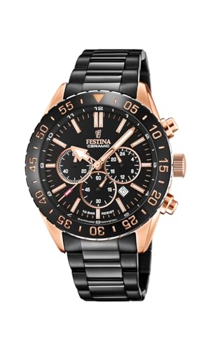 Festina Montre Homme Analogique en Acier Inoxydable Céramique Noir - Mouvement Quartz -...