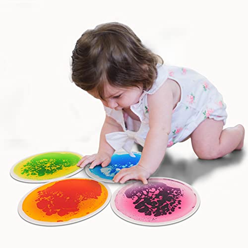 Image of Art3d 4PCS Round Sensory Floor Tiles for Kids, Toddlers and Children, Colorful Liquid Sensory Activity Mat for Active Play and Decorative