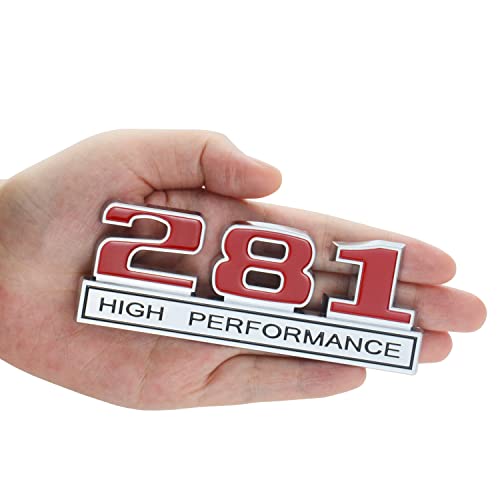 Image of 2Pc 281 4.6 Liter High Performance Engine Emblems Badge 3D Decals Stickers Cars Trucks Chrome Black Red
