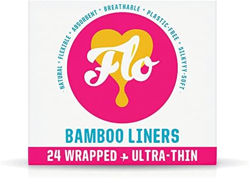 FLO - Organic Bamboo Daily Panty Liners, Plant-Based Cotton, Biodegradable & Plastic Free, Leak-Busting Protection, Individually Wrapped, 24 Count