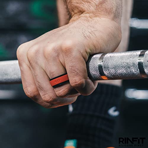 Rinfit Silicone Rings For Men - Mens Silicone Wedding Bands - Infinity Ring With 2 Layers - Rubber Wedding Rings For Men - Rinfitair Collection - Black & Red, Size 10 #TOP3