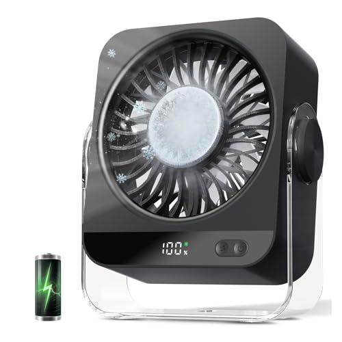 Bopertrove Ventilateur Silencieux Glace, 4000mAh Ventilateur Portable, Petit Ventilateur de Table Bureau, USB C Ventilateur Batterie, Mini Ventilo Pour Chambre Bureau...