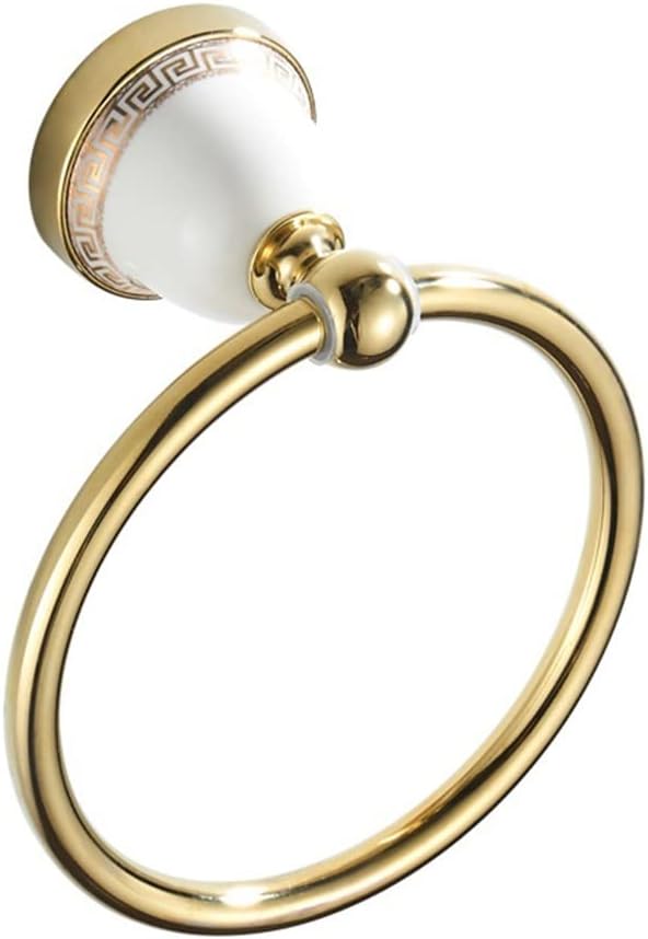 LSLYTQ Towel Rings, Bathroom Towel Ring, Brushed Towel Holder, Towel Rack, Ceramic Base Wall Mounted Bathroom Accessories