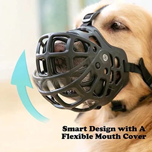 Dog Muzzle Basket Dog Muzzles Humane Cage Mouth Cover For Prevents Biting Great Dane Mastiff Saint Bernard Breathable Mask For Aggressive Dogs #TOP1