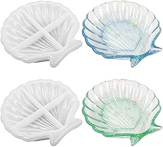2 PCS Shell Resin Mould, FineGood Resin Moulds Silicone Moulds for Resin Casting Dish Epoxy Resin Mould Jewellery Tray Soap Dish Moulds