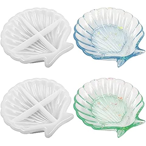 2 PCS Shell Resin Mould, FineGood Resin Moulds Silicone Moulds for Resin Casting Dish Epoxy Resin Mould Jewellery Tray Soap Dish Moulds Cover