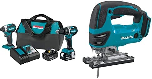 Makita XT269M 18V LXT Lithium-Ion Brushless Cordless 2-Pc. Combo Kit (4.0Ah) with XVJ03Z 18V LXT Lithium-Ion Cordless Jig Saw