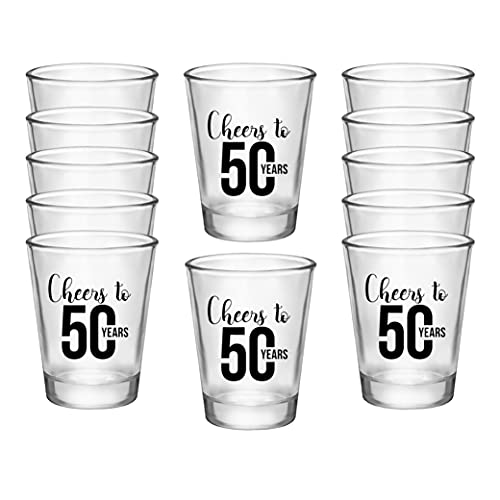 Cheers to 50 Years Shot Glasses – 12 PCS, 1.75oz Each, 50th Birthday Decorations for Men and Women, 50th Birthday Party Favors For Guests, Wedding Anniversary Party Favors