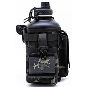 Iron Infidel Battle Bottle – Half Gallon Insulated Water Bottle with Paracord Handle – Large 64 oz Stainless Steel Water Jug & Rugged, Removable Sleeve For Keys, Wallet, Phone (Black Camo 2 Liter)