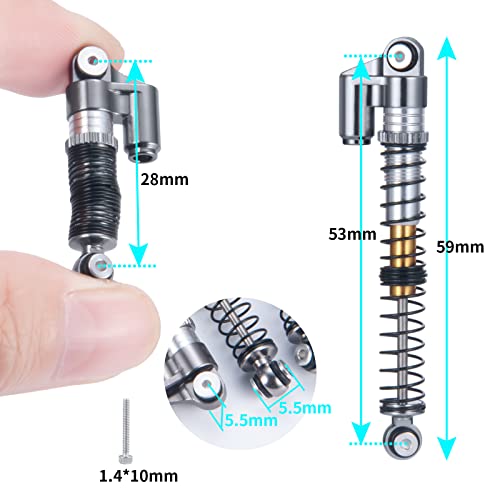 Aluminum RC Shocks Adjustable 53mm Long Shock Absorber Damper for 1/24 Axial Modified Scx24 Vehicles Upgrade Parts (Grey) by AXSPEED - Image 2