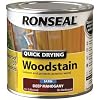 Ronseal QDWSDM250 250ml Woodstain Quick Dry Satin Deep - Mahogany
