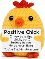 Emotional Support Crochet Chicken, Small Positive Affirmation Decor for Office Desk, Encouragement for Women, Colleagues, Back to School or New Job - Ermaoo