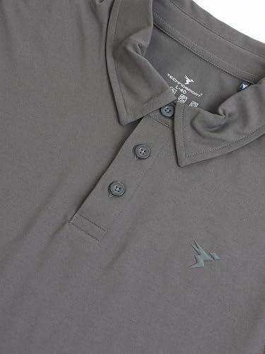 Image of TECHNOSPORT Mens Slim Fit Solid Full Sleeve Cotflex Polo T-Shirt for Regular and Casual Uses
