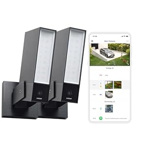 Netatmo 2er-Pack Außenkameras, Integrierte Beleuchtung, Personenerkennung, 1920p, Autos und Tiere, Aluminium Schwarz, NBU-2-NOC-AMZ