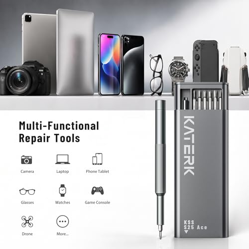 KATERK 25-in-1 Small Screwdriver Set - Precision Mini Eyeglass Repair Tool Kit with Magnetic for Glasses, Laptop, iPhone, Macbook, Computer, Watch, Xbox, Switch, Electronic, Father Day Gifts for Men — view 4