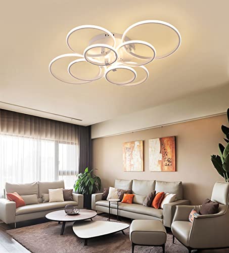 Plafoniera LED Soggiorno Moderna Semplicità 7 Anelli Lampada Da Soffitto Con Telecomando Luce Dimmerabile Luci Pendenti Alla Moda in Acrilico Sala Da