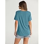 OFEEFAN Women's Summer Tops 2025 Trendy Short Sleeve Shirts Smocked Crewneck Tee - Image 4