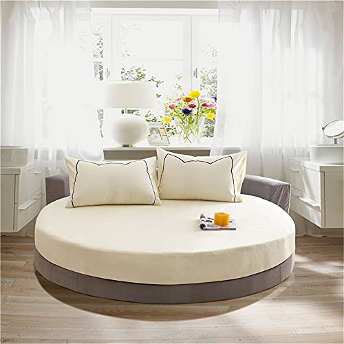 Chickwing Couleur Unie Rondes Drap Housse Antidérapants Housse De Matelas, 100% Coton Confortable Respirant Drap-Housse Poche Profonde 25cm - Résistant Rides...