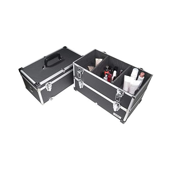 HMF 14661-02 Alu Werkzeugkoffer leer, 3 Etagen, 44 x 45 x 24 cm, schwarz – Bild 7