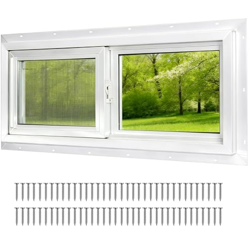 NeatiEase Basement Window, 32' x 14' Heavy Duty Vinyl Sliding...
