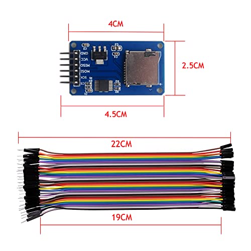 Geekstory 5 PCS Micro SD Card Module Mini TF Card Adapter with Memory Storage Breakout Board SPI Interface Driver + 40 PCS Female to Male Dupont Cable Line for Arduino Raspberry Pi - Thumbnail 2