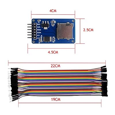 5 PCS Micro SD Card Module Mini TF Card Adapter with Memory Storage Breakout Board SPI Interface Driver + 40 PCS Female to Male Dupont Cable Line for Arduino Raspberry Pi