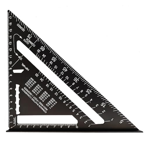 Rafter Square 7-Inch Triangle Carpenter Square Multi-Functional for Woodworking and Carpentry Black
