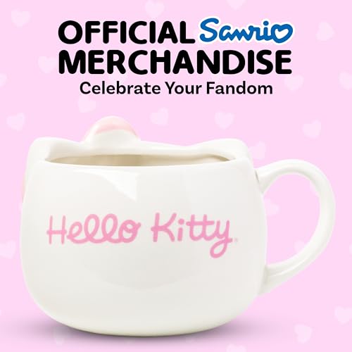 Silver Buffalo Sanrio Hello Kitty Pink Bow Ceramic 3D Sculpted Mug, 20 Ounces — view 6
