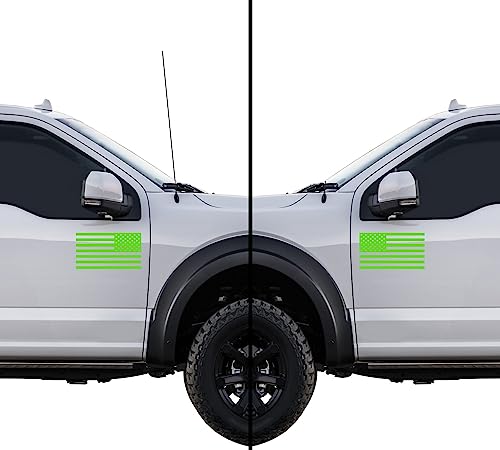 Image of American US Flag [Pick Color /Size] Vinyl Decal Sticker for Laptop /Car /Truck /Window /Bumper (18in Subdued Pair, Matte Lime Green)