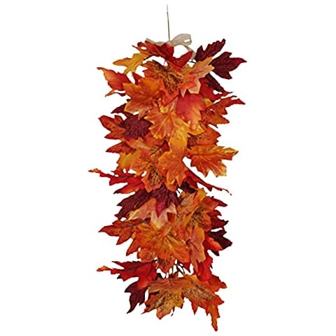 Artificial Maple Leaves Garland - Autumn Leaf Vine Fake Faux Autumn Fall Leaf Harvest Seasonal Maple Wreath Foliage Decoration for Art Scrapbooking Crafts Events Wedding Festival Wall Decor Cover