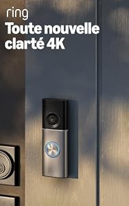 Sonnette vidéo Pro filaire (Wired Video Doorbell Pro, nouvelle génération) | Installation filaire | Sonnette vidéo | Retinal 4K, Zoom 10x | Essai gratuit de 30 jours de l’abonnement Ring