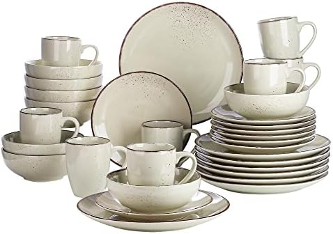 vancasso Navia Tropical Dinner Set, Stoneware Vintage Look Red Dinnerware Tableware, 16 Pieces Dinner Service Set for 4, Include Dinner Plate, Dessert Plate, Cereal Bowl and Mug