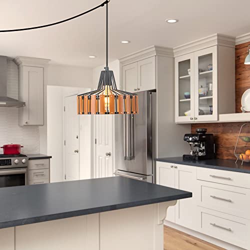 Industrial Plug In Pendant Light Bamboo Hanging Light Fixtures With Cord Chandelier Swag Lamp Farmhouse Plug In Ceiling Light For Kitchen Island Bedroom Dining Table Living Room Foyer Hallway #TOP4