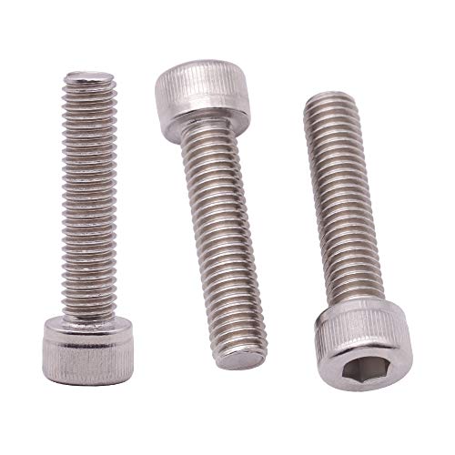 M8-1.25 x 70mm (10 Pack) Stainless Socket Head Cap Screws 304 Stainless Steel 18-8, Plain Finish, Full Thread Coverage