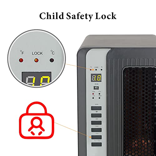 Optimus Infrared Quartz Remote, Led Display Heater, Black #TOP7