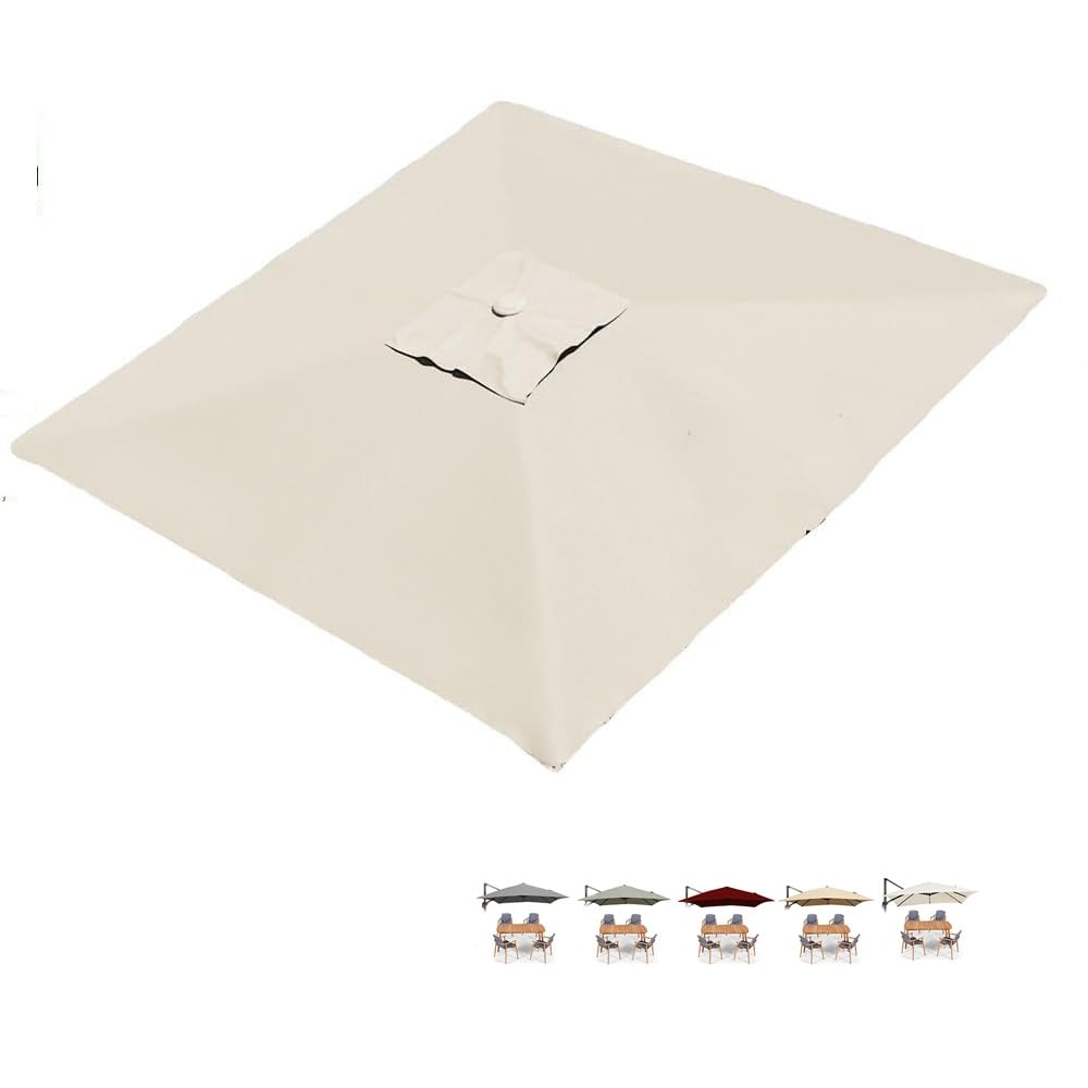 Fjqfhh Beige Garden Parasol, Replacement Canopy For Square Patio Umbrella(,2.5X2.5m/8.2X8.2ft)
